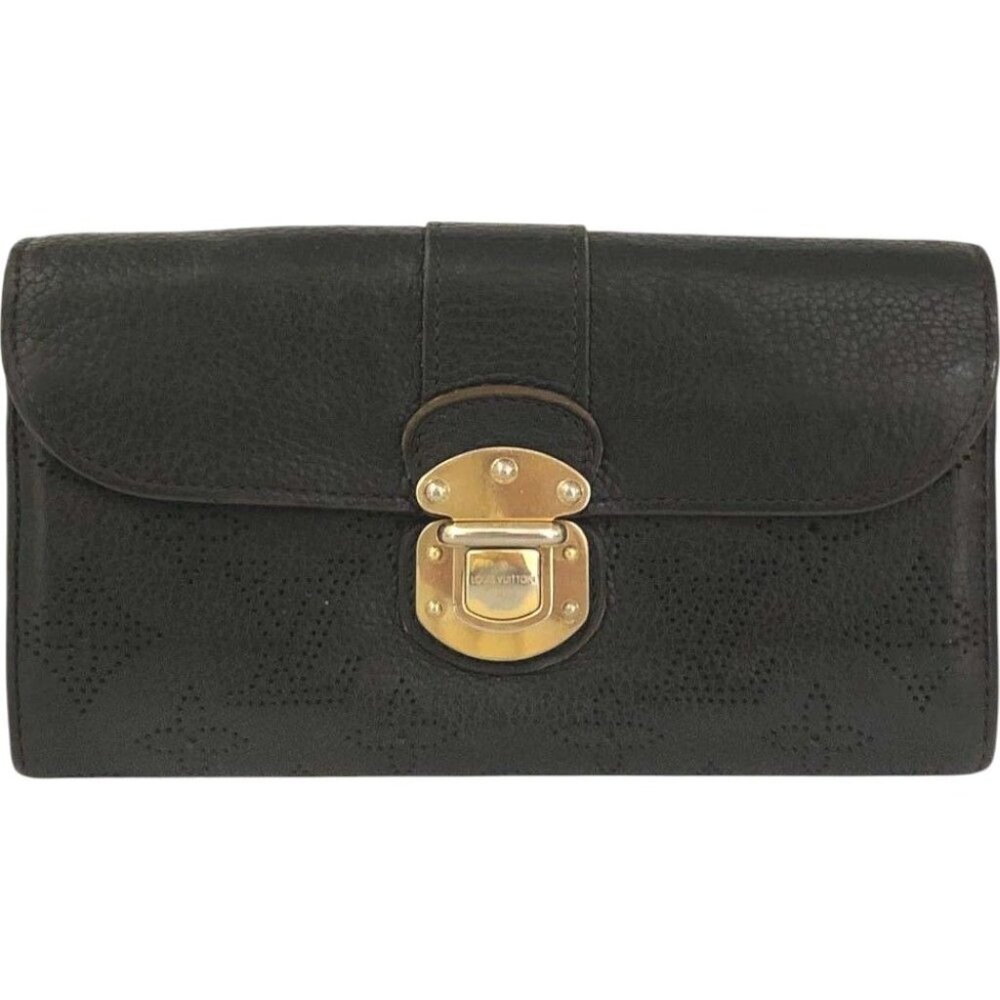 979236BX (L3) Authentic Louis Vuitton Wallet Long Black Monogram Mahina Luxury V - Picture 1 of 9